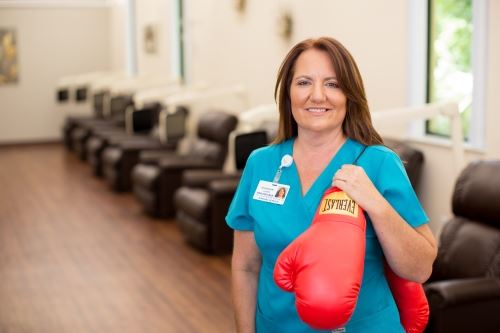 nurse with boxing gloves